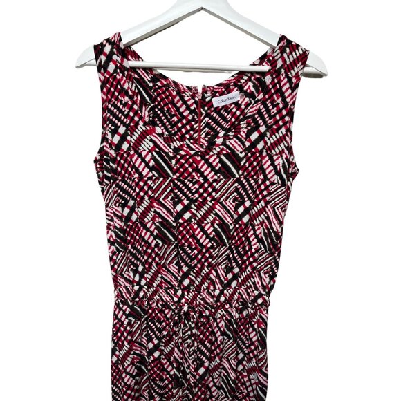 Calvin Klein Sleeveless Wide-Leg Jumpsuit Size 6 Red/Black Stretch - Picture 6 of 7